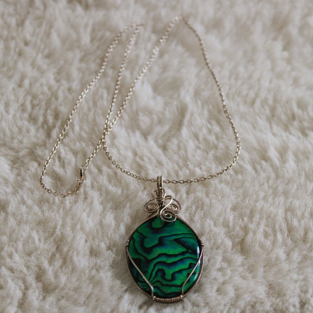 Abalone Pendant 925 sterling silver chain